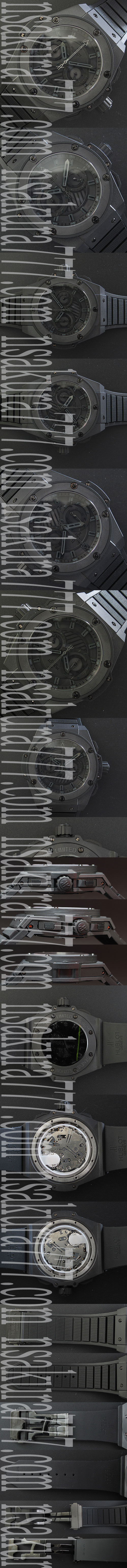防水腕時計 HUBLOT キングパワー クォーツムーブメント搭載！クロノグラフ ブラック文字盤 ラバーベルト