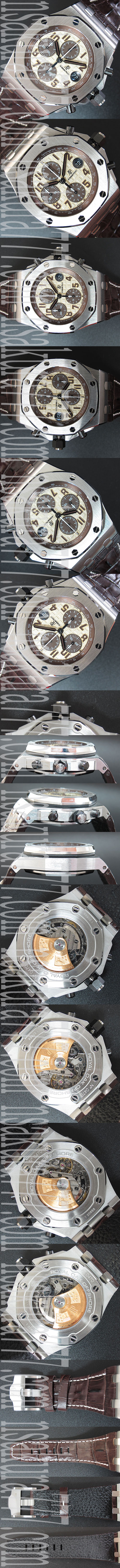 高精度 オーデマピゲコピー時計 ロイヤルオークオフショアクロノクラブ Asian7750搭載！自動巻き デイト 革ベルト