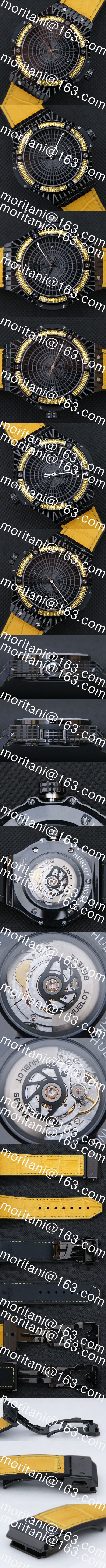 多機能のウブロビックバンコピー時計　ブラック キャビア Asian ETA 2824-2 ムーブメント搭載