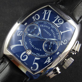 お洒落 フランクミュラースーパーコピー時計 カサブランカ Quartz movement搭載 ブルー スモールセコンド デイト